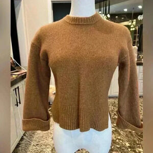 Frame Leon Cuff Sweater Size S Camel
Brown Fuzzy Wool Blend Pullover